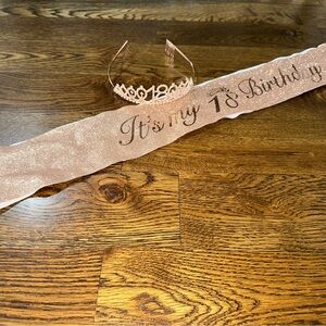 Rose Gold 18th Birthday Tiara and Sash Set